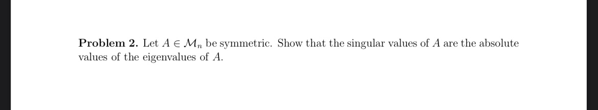 Problem 2. Let A 6 Mn be symmetric. Show that the