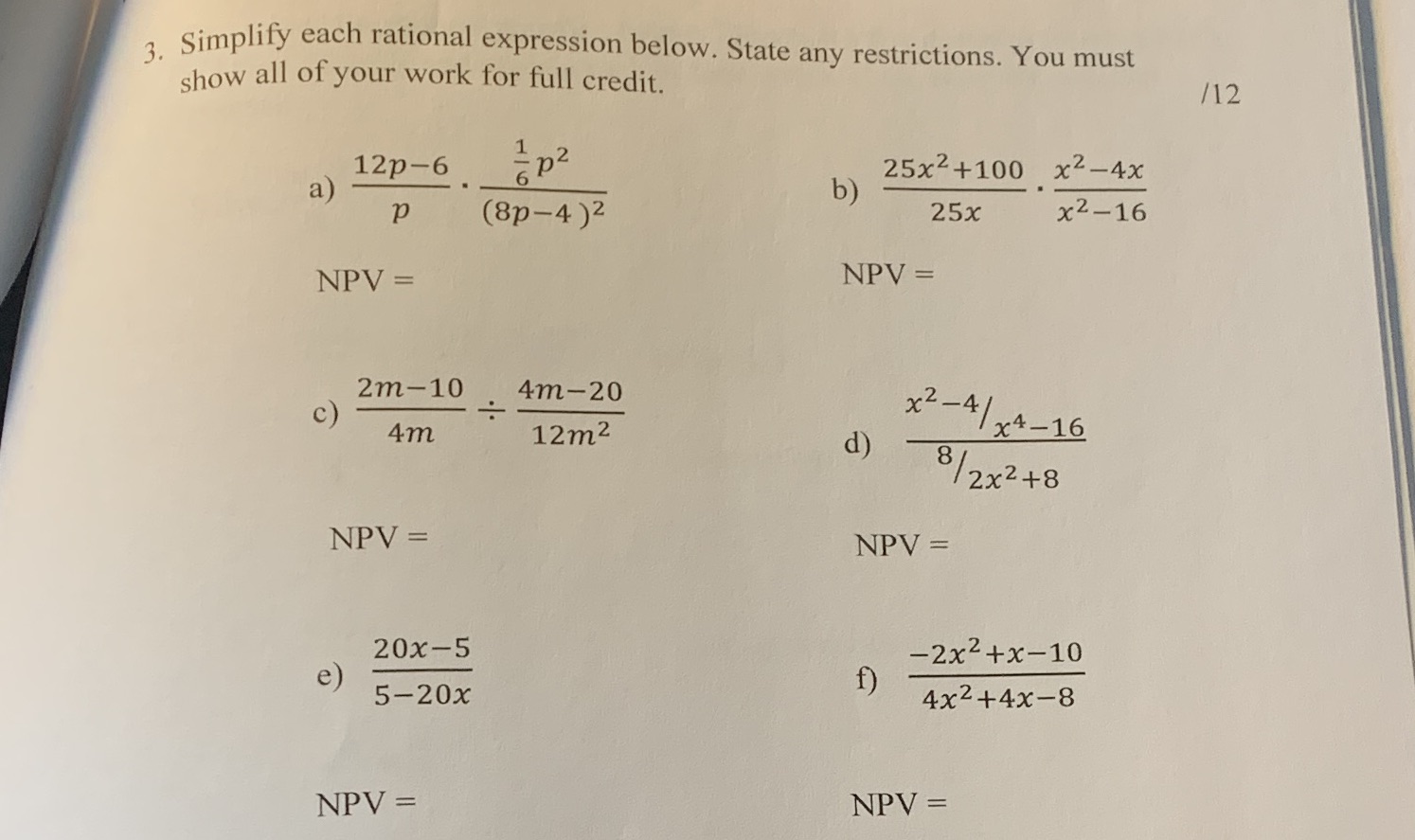 Thank you 3. Simplify each rational expression