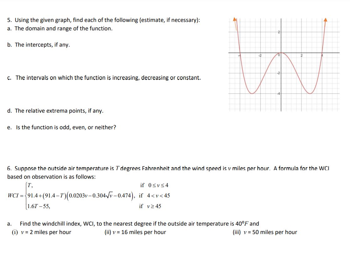 5. Using the given graph, nd each of the
