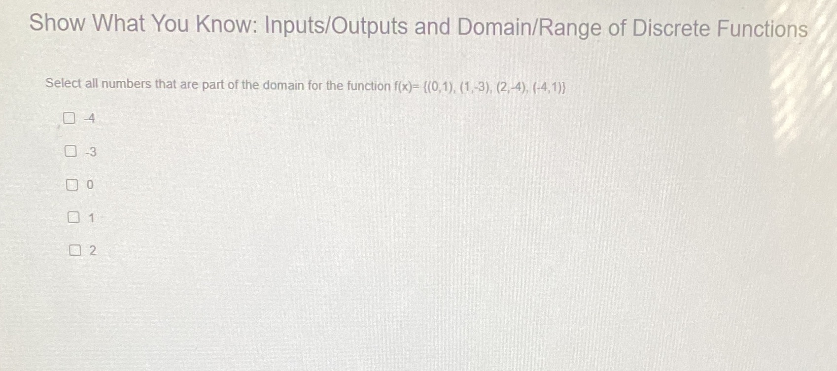 Show What You Know: Inputs/Outputs and