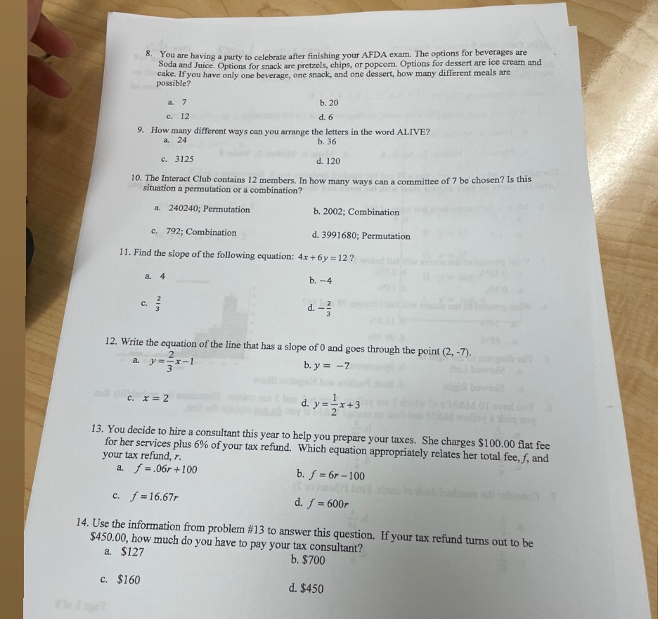 How to solve this words problems 8. You are