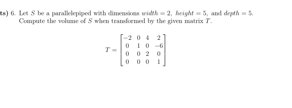 ts) 6. Let S be a parallelepiped with dimensions