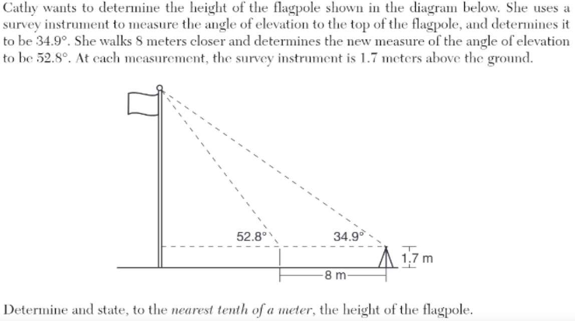 Cathy wants to determine the height of the