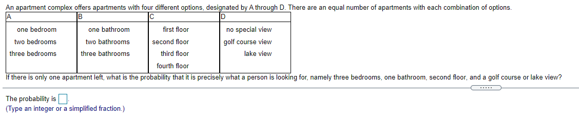 Probability question help please. An apartment
