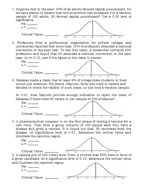 1. Suppose that in the past, 40% of all adults