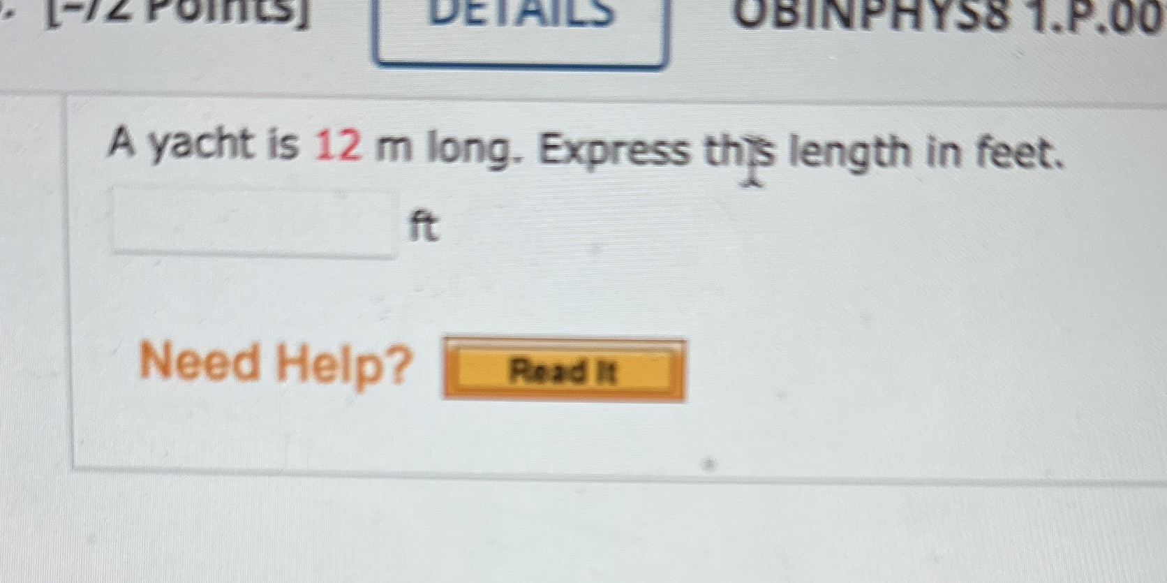 [-74 Points] DETAILS OBINPHYS8 1.P.OO A yacht is
