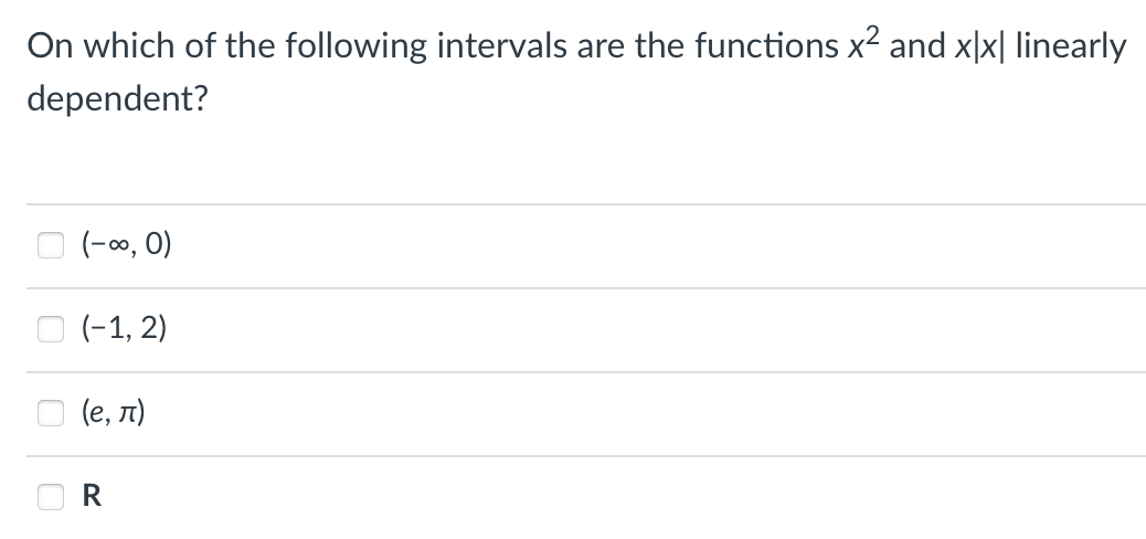 On which of the following intervals are the