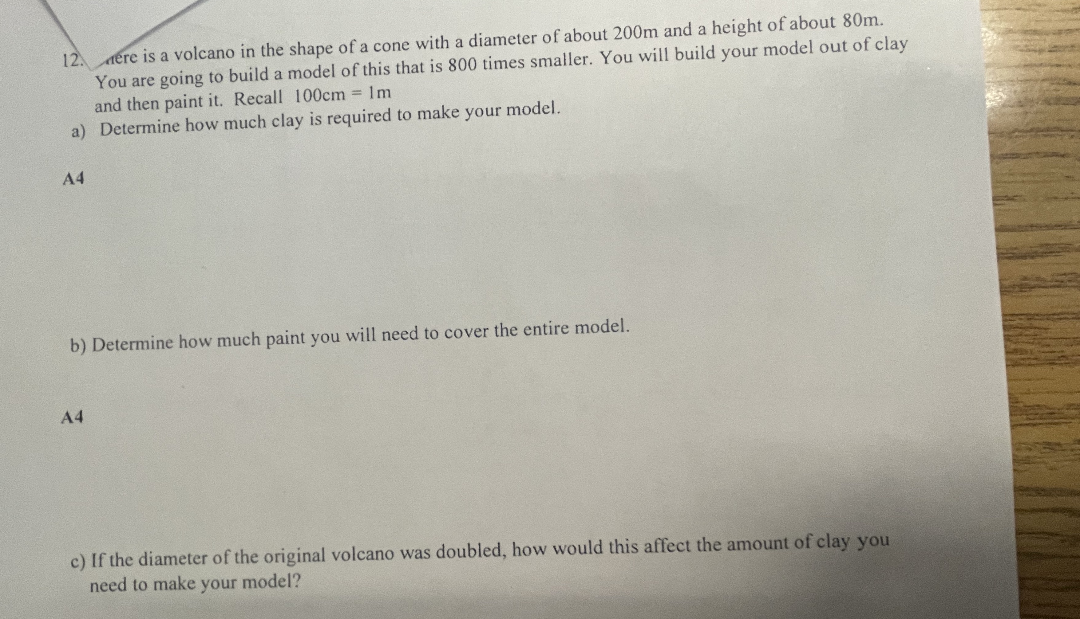 12. mere is a volcano in the shape of a cone with