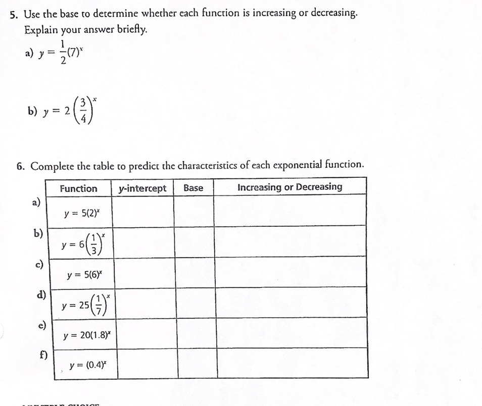 5. Use the base to determine whether each
