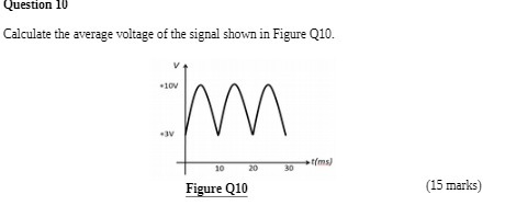 Question 10 Calculate the average voltage of the