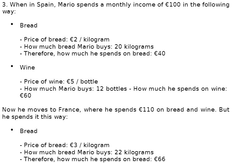 3. When in Spain, Mario spends a monthly income