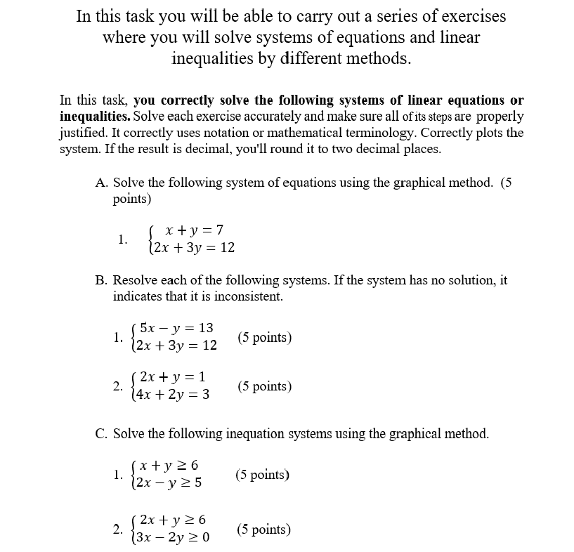 Systems solution In this task you will be able to