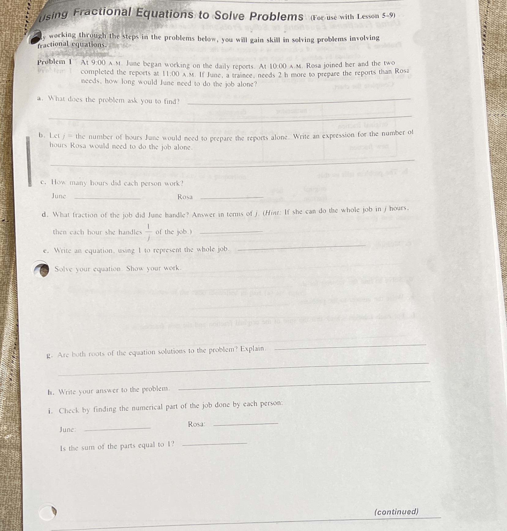 sing Fractional Equations to Solve Problems (For