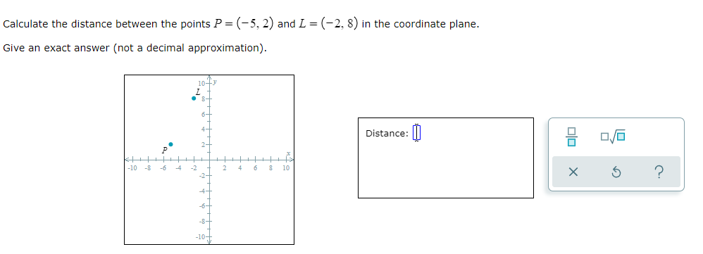question 1 Calculate the distance between the