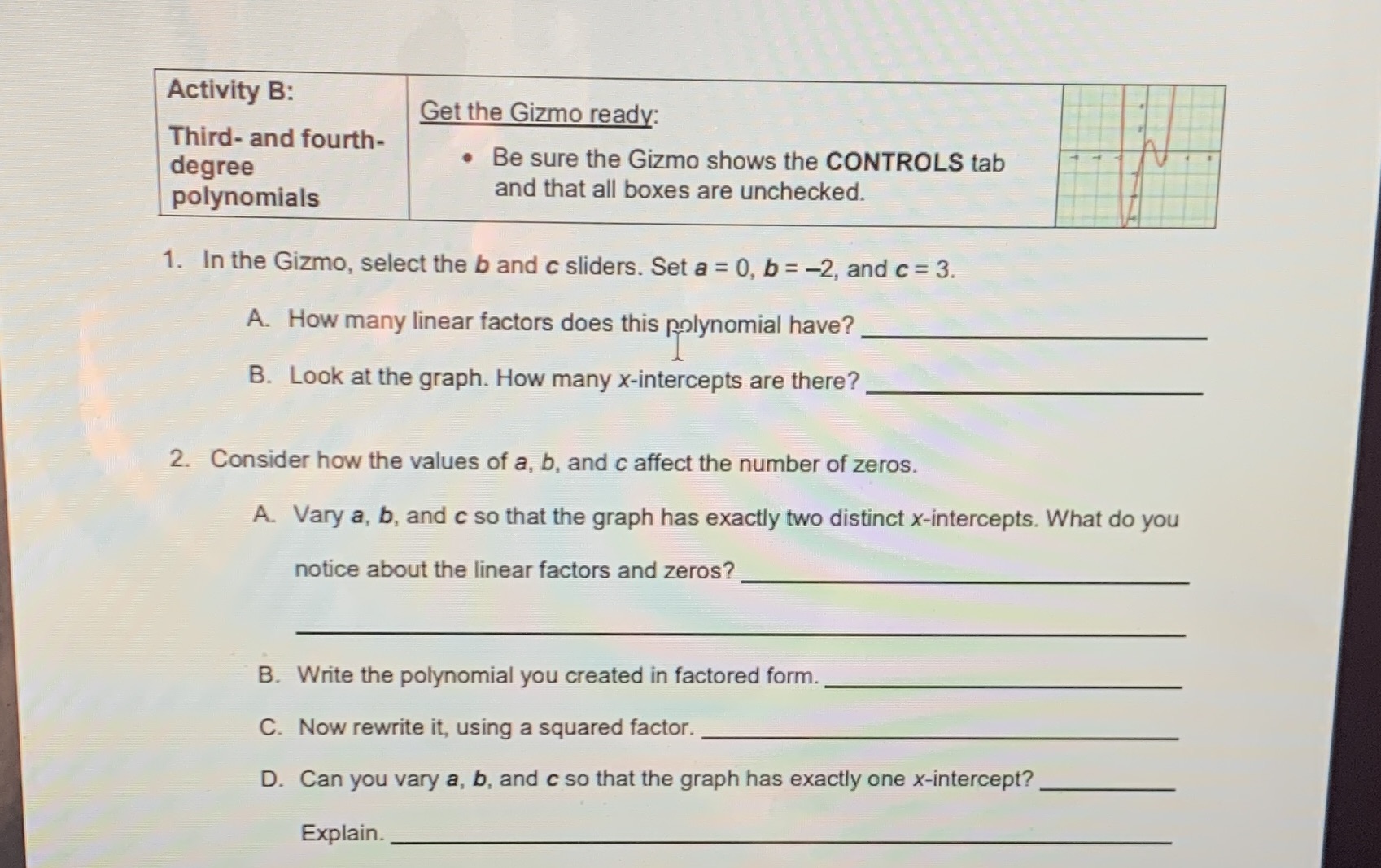 Activity B: Get the Gizmo ready: Third- and