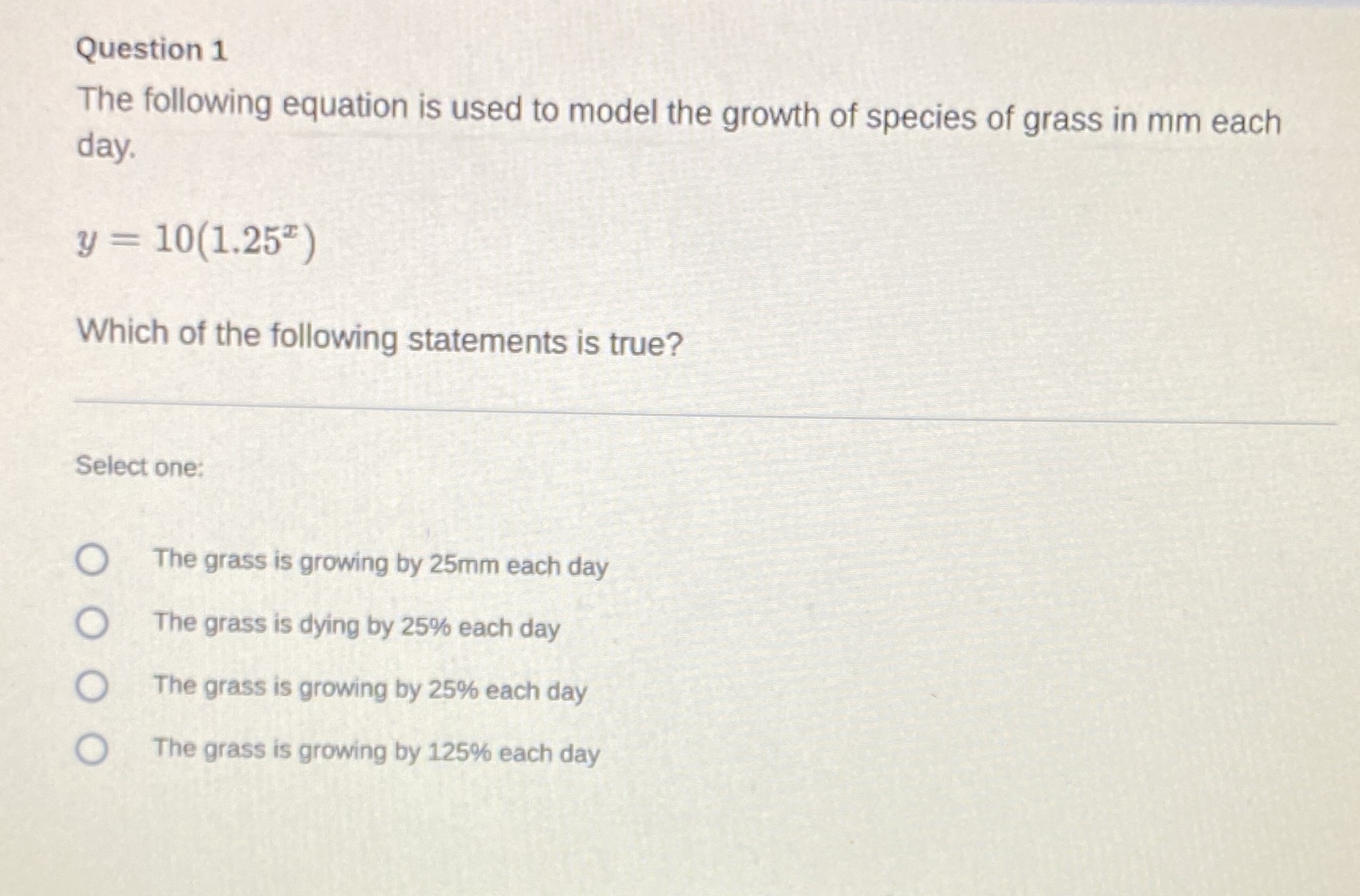 Question 1 The following equation is used to