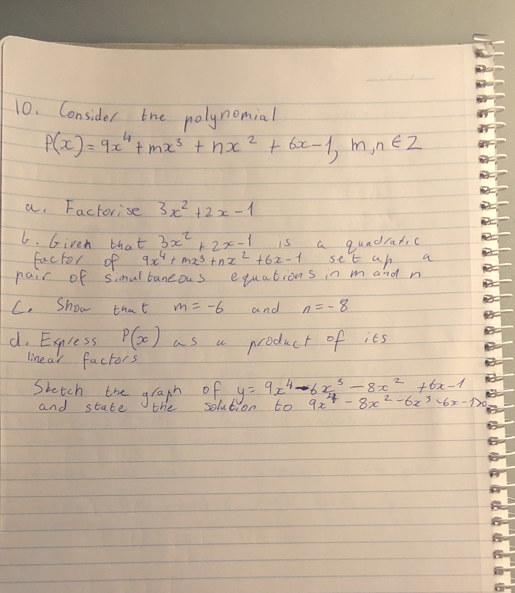 10. Consider the polynomial P ( 2c ) = q x + mac3