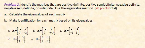 Problem 2: Identify the matrices that are