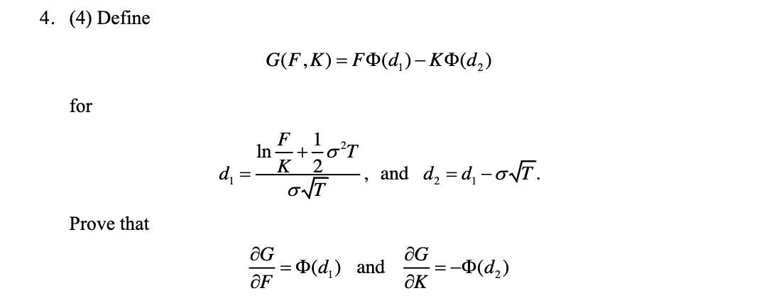 4. (4) Define G(F,K) = FO(d,) -KO(d2) for In _