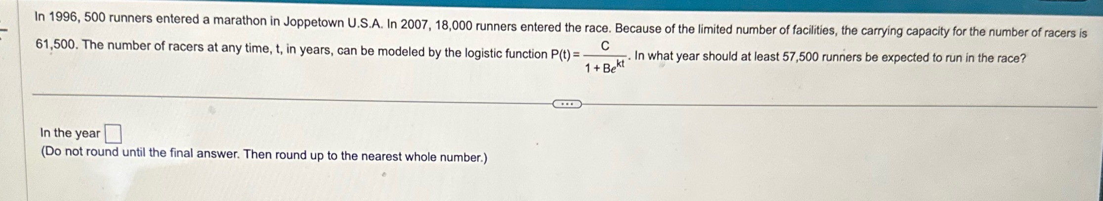Pls help In 1996, 500 runners entered a marathon