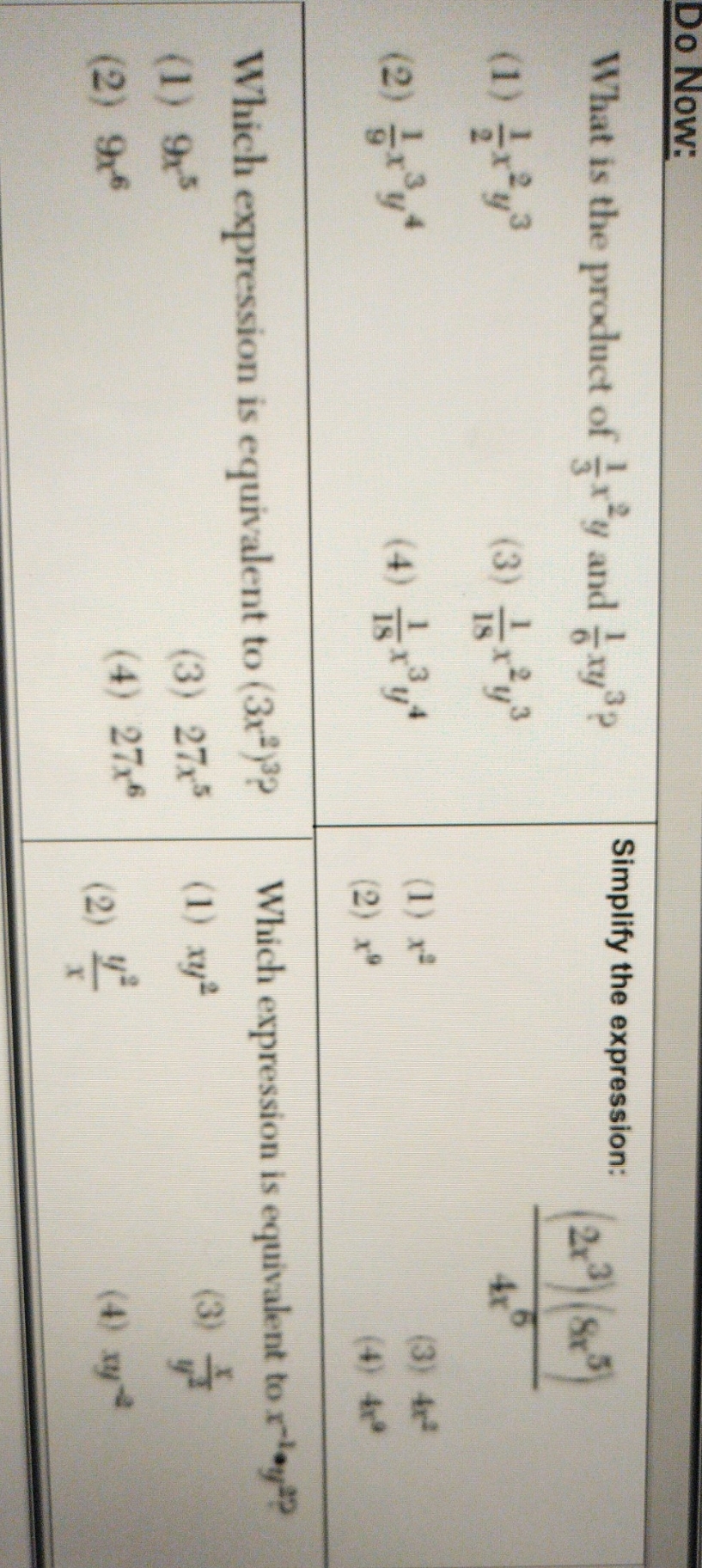 choose an answer for each problem Do Now: What is