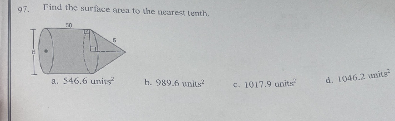 97. Find the surface area to the nearest tenth.