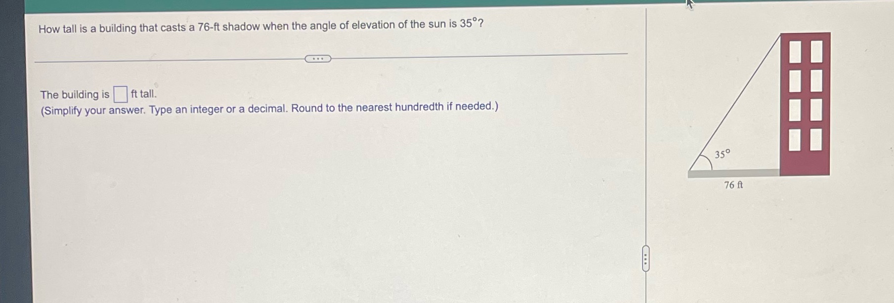 How tall is a building that casts a 76-ft shadow