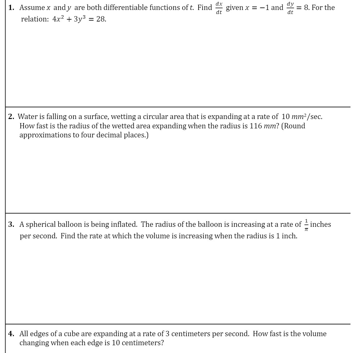 1. Assume x andy are both differentiable