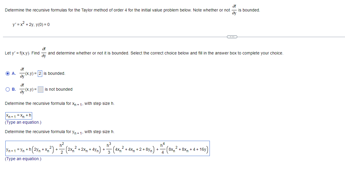 of Determine the recursive formulas for the