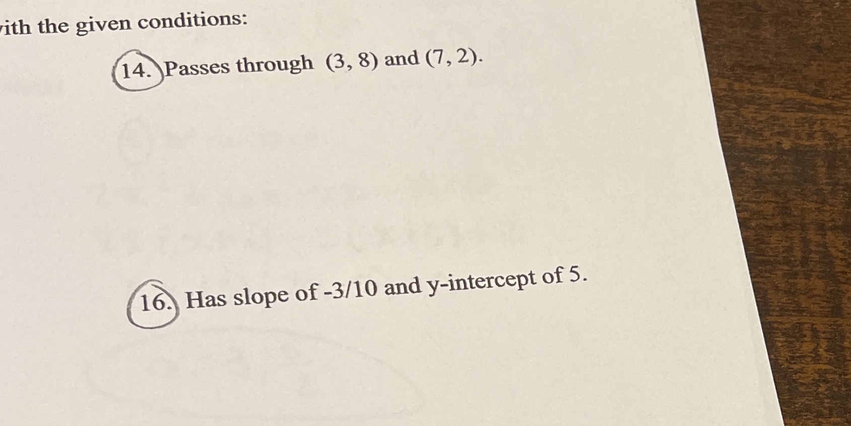 Please write in standard form for the line with