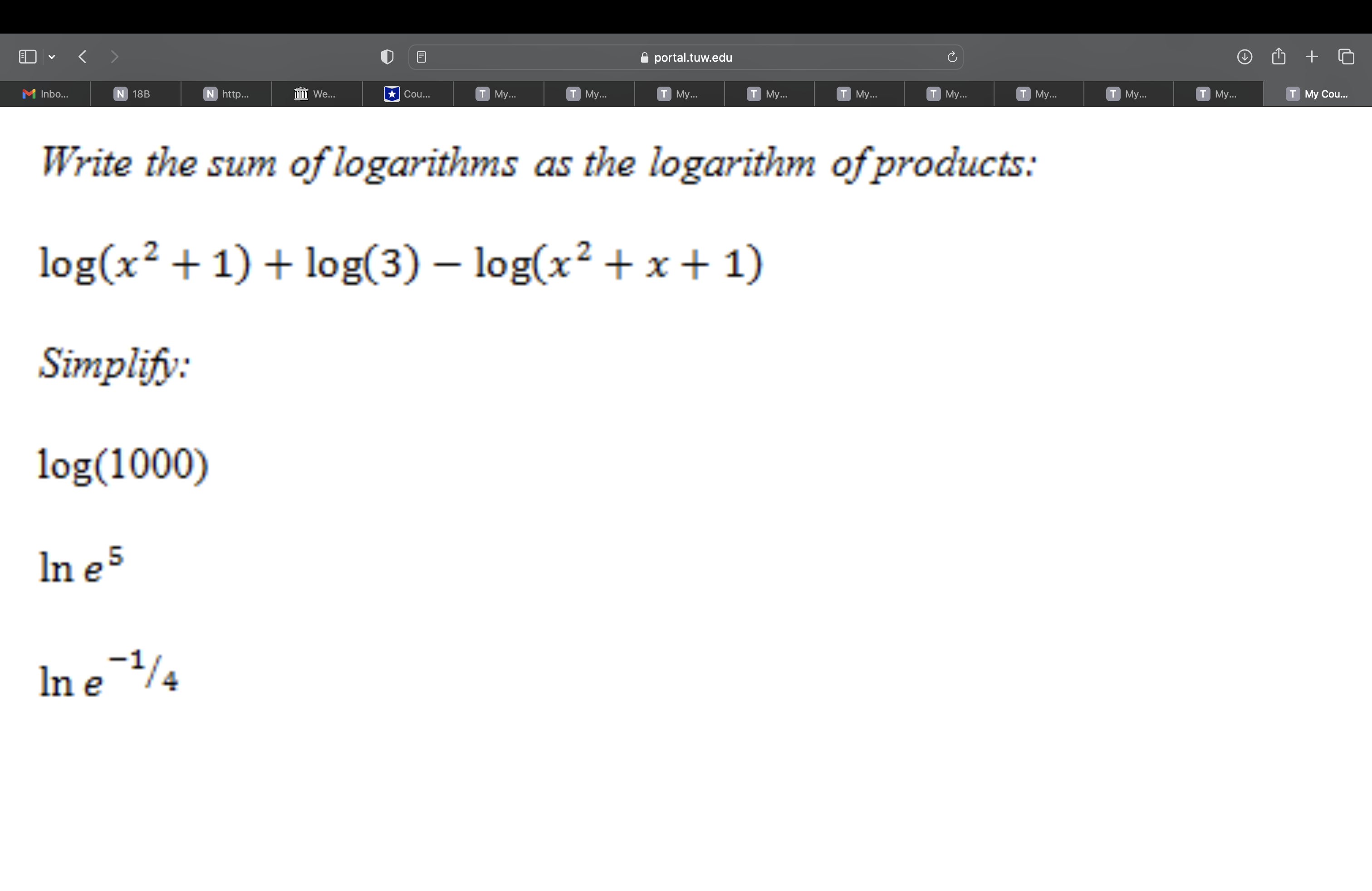 Write the sum of logarithms as the logarithm of