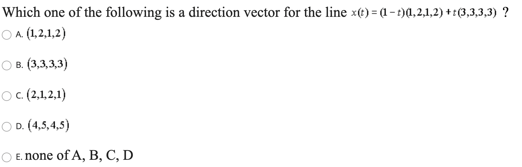Which one of the following is a direction vector