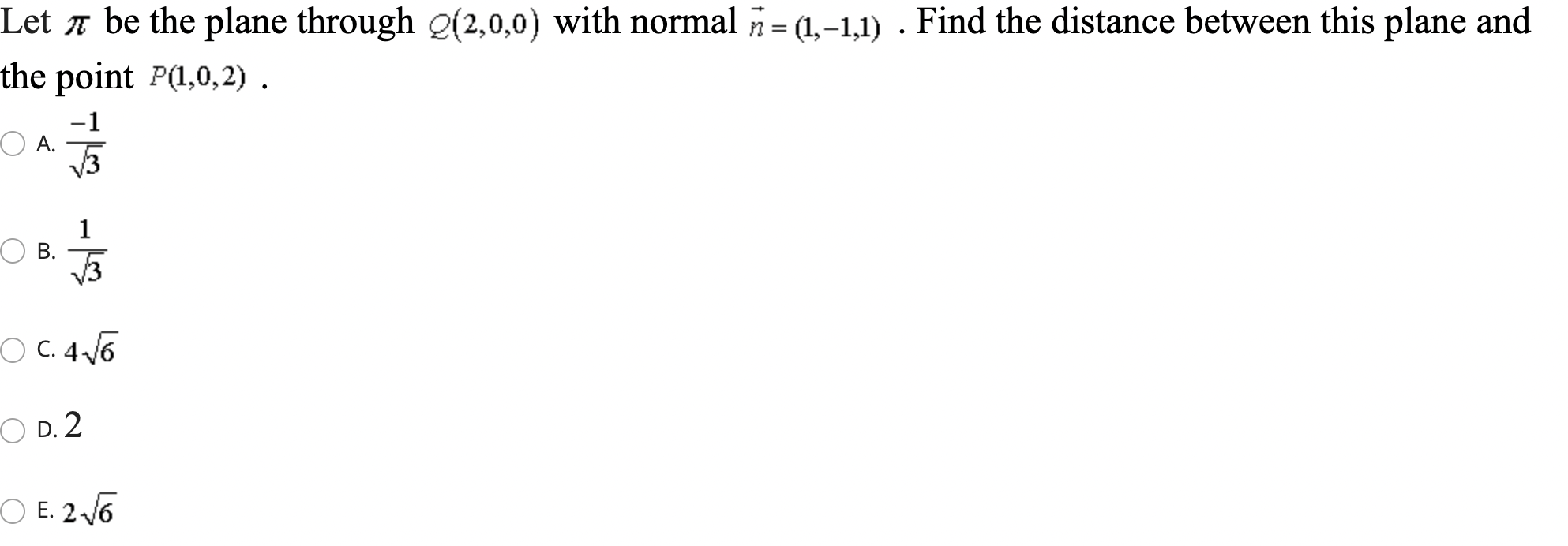 Which one of the following is a direction vector