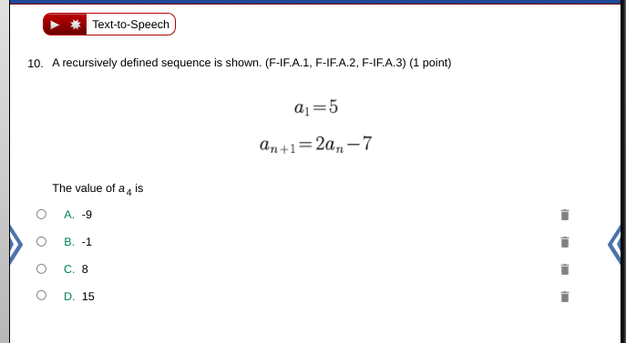 9. Which function could be used to represent the