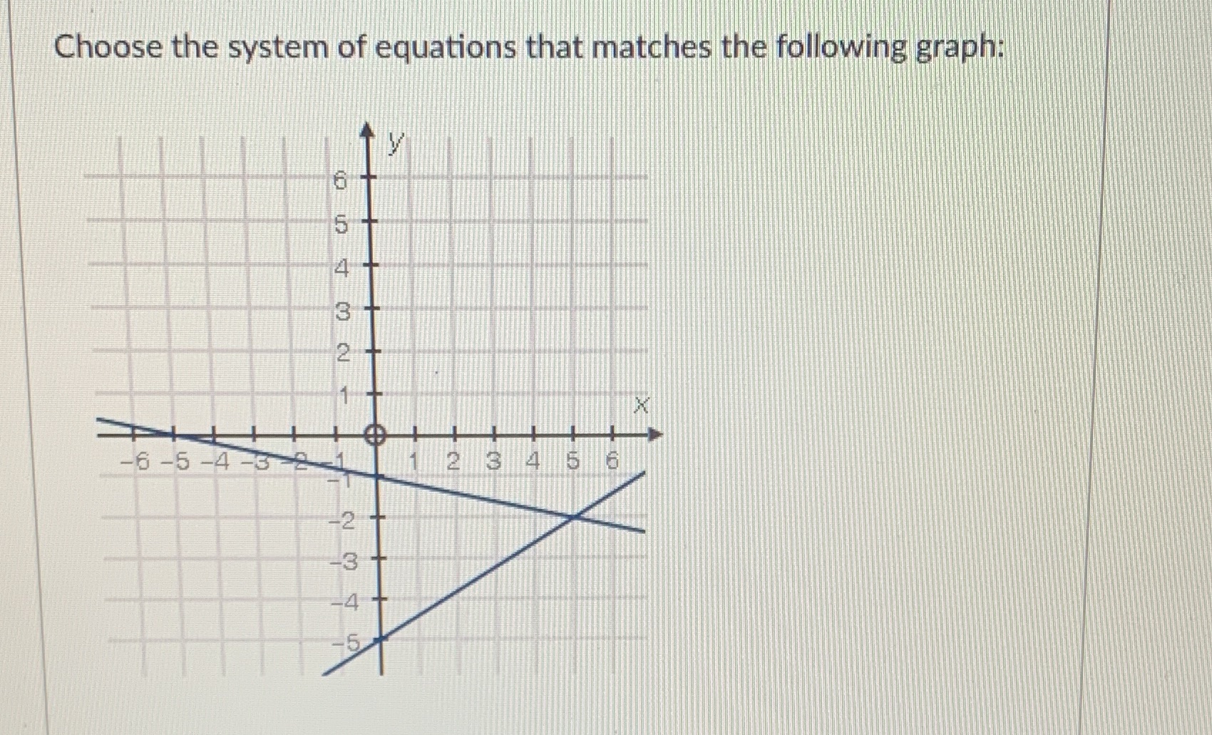 Choose the system of equations that matches the