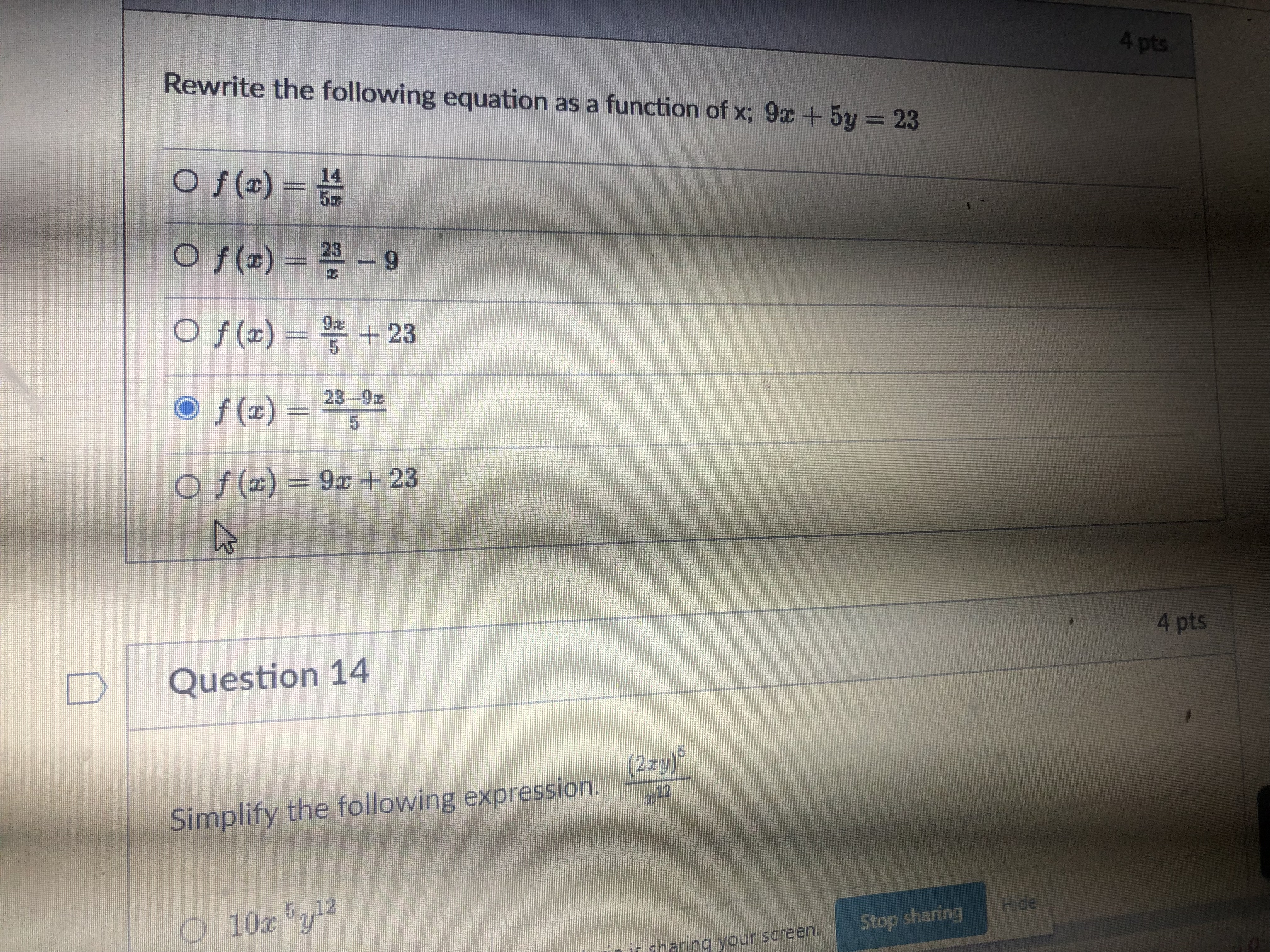 14 Question 14 e e Help Simplify the following