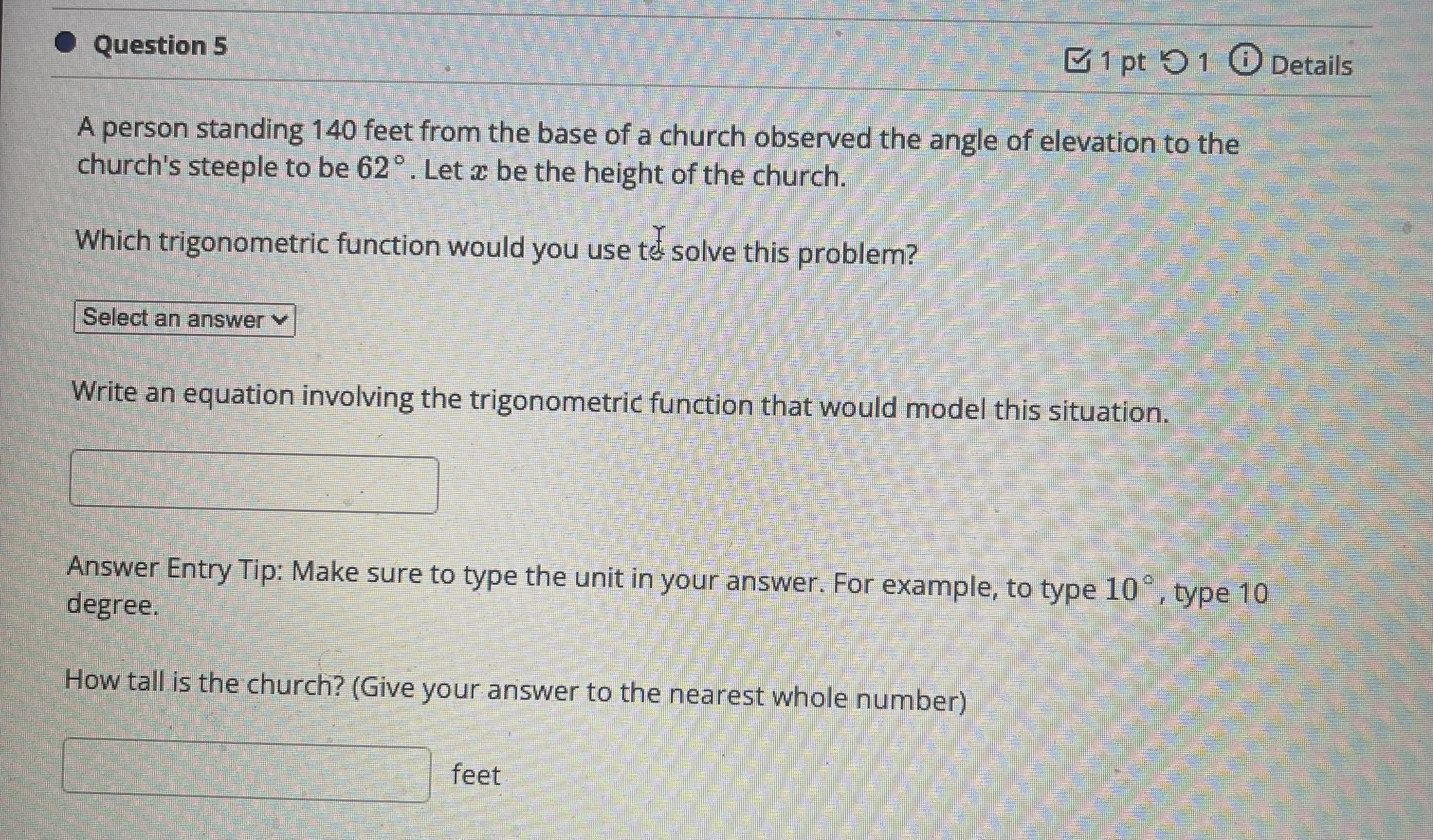 Question 5 1 pt 91 @ Details A person standing