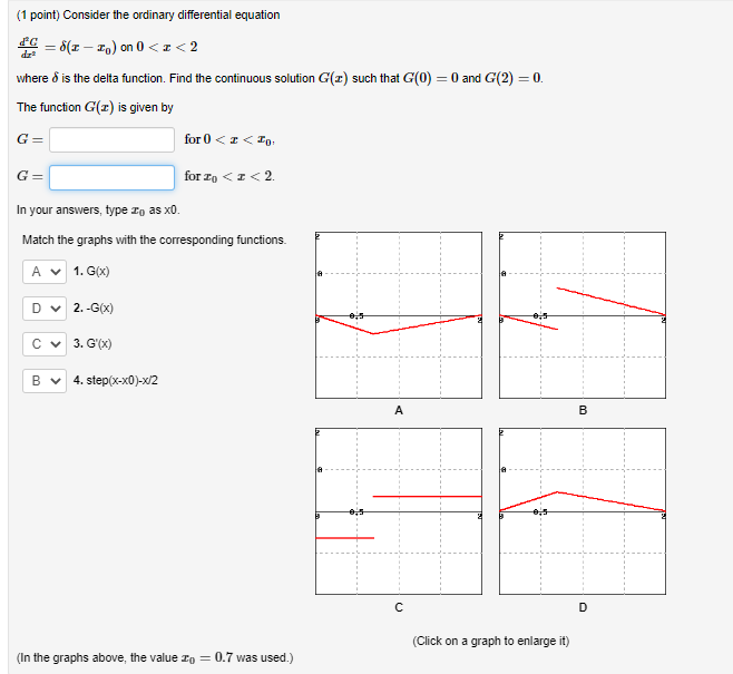 (1 point) Consider the ordinary differential