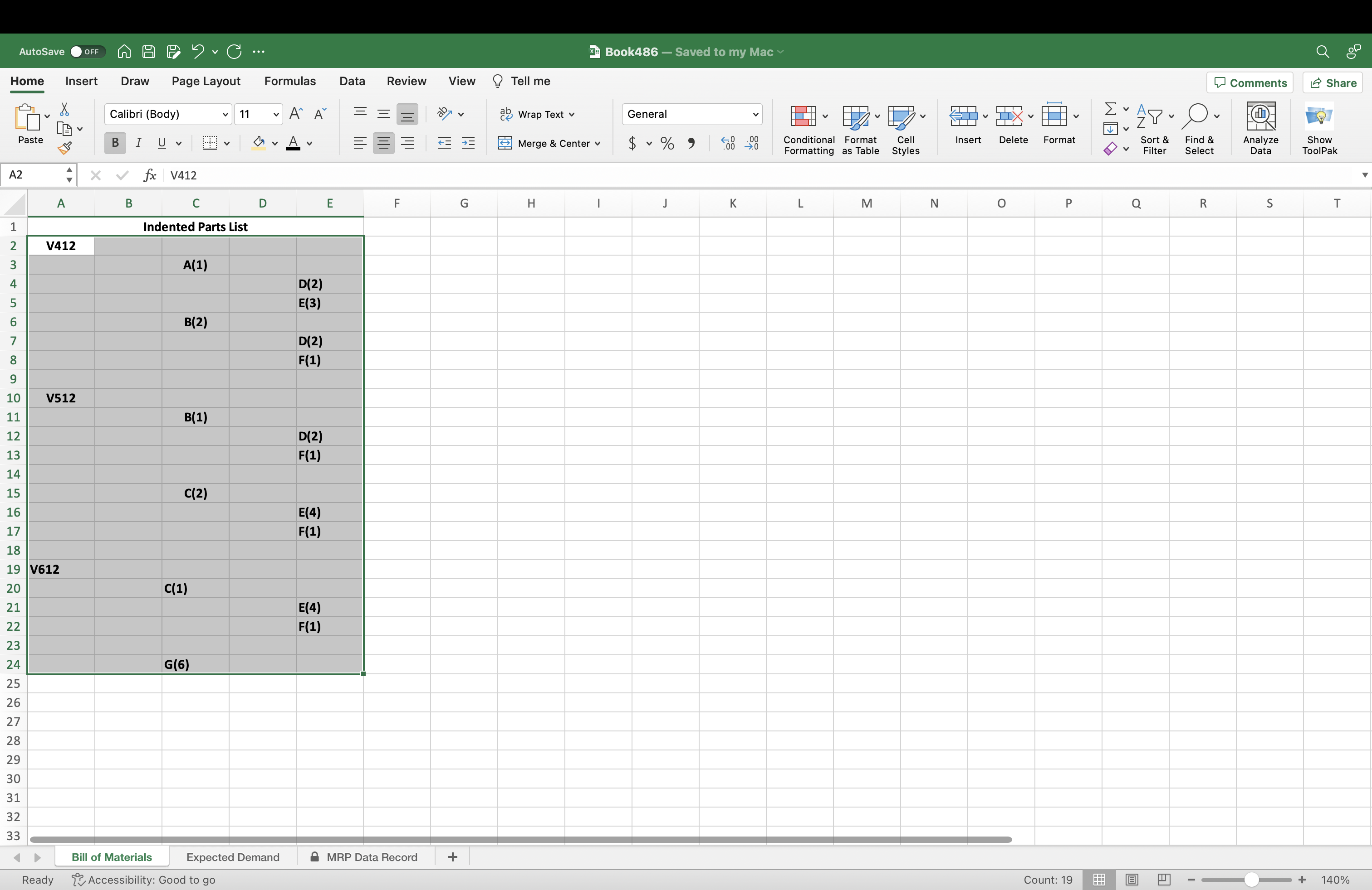 AutoSave O OFF ~ H E . C ... Book486 - Saved to
