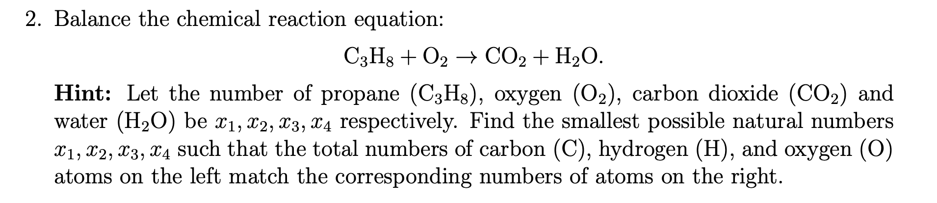 please write working step by step 2. Balance the