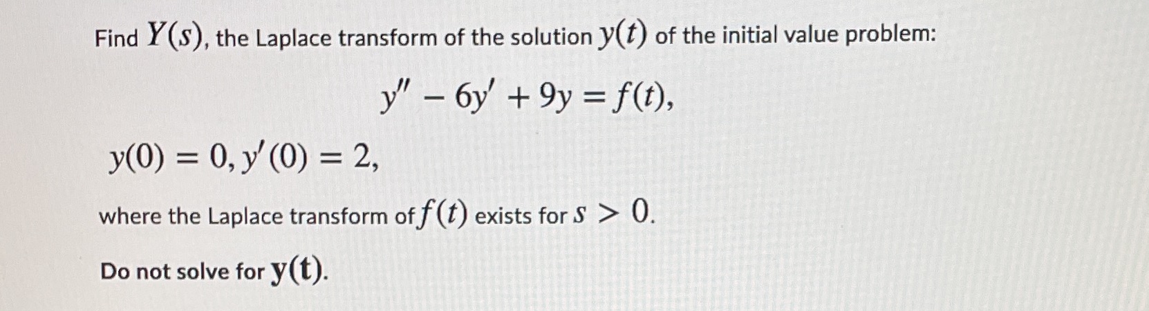 Need help with this question Find Y(S), the