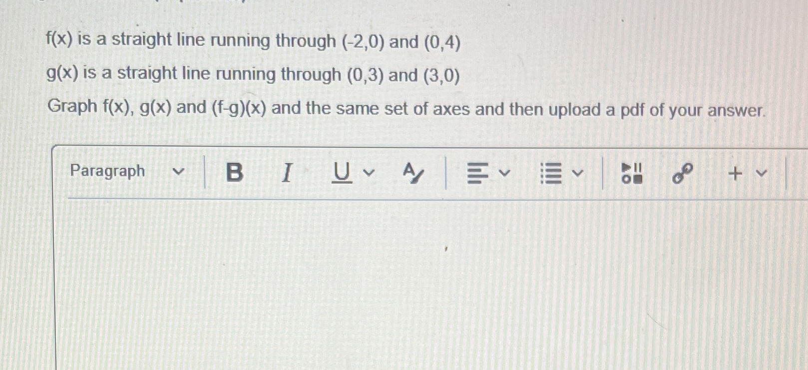 f(x) is a straight line running through (-2,0)
