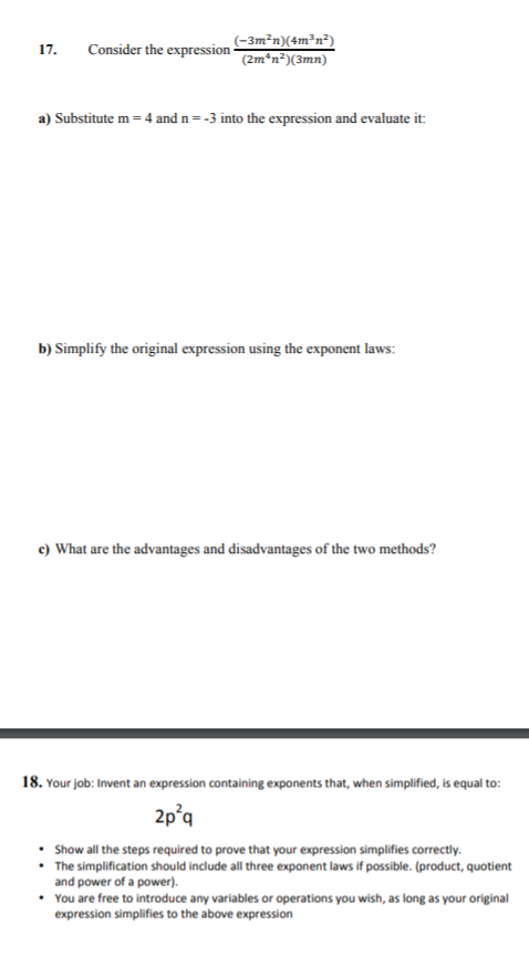 17. Consider the expression Cam-n)(4man?)