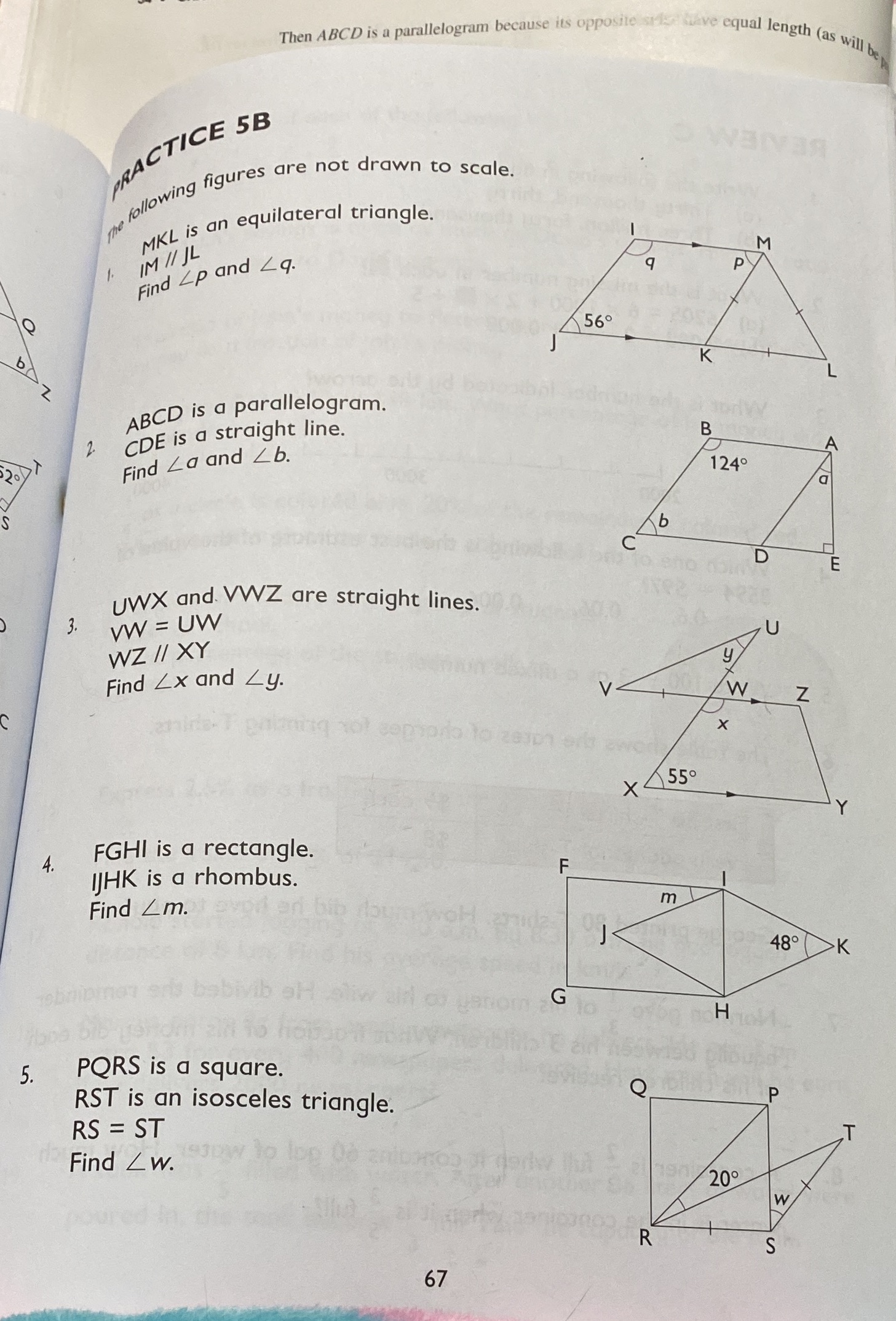 answer pg 67 1-5 Then ABCD is a parallelogram