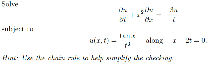 Solve subject to Hint: Use the chain rule to help