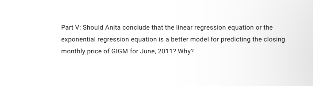 Part V: Should Anita conclude that the linear