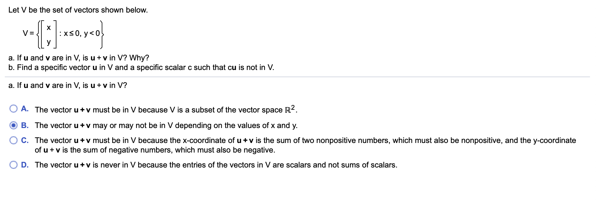Let V be the set of vectors shown below. =[x]