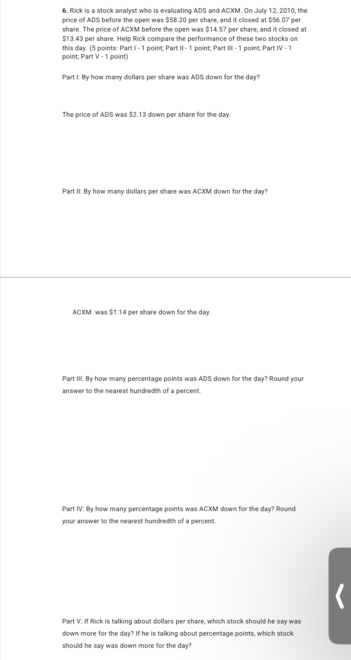 Part V: Should Anita conclude that the linear