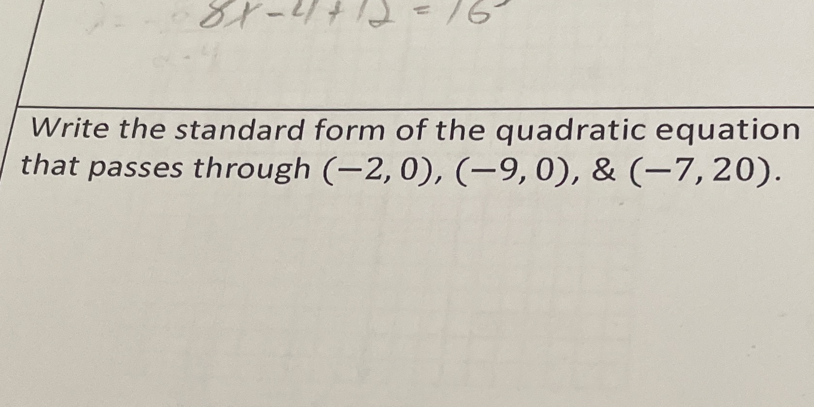 Please help with writing the standard form of the