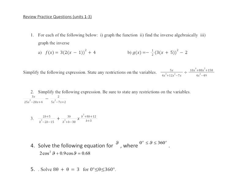 Provide in detail Review Practice Questions